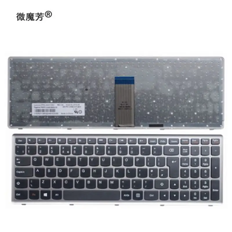 

UK keyboard for Lenovo Ideapad Z710 U510 laptop keyboard silver frame QWERTY