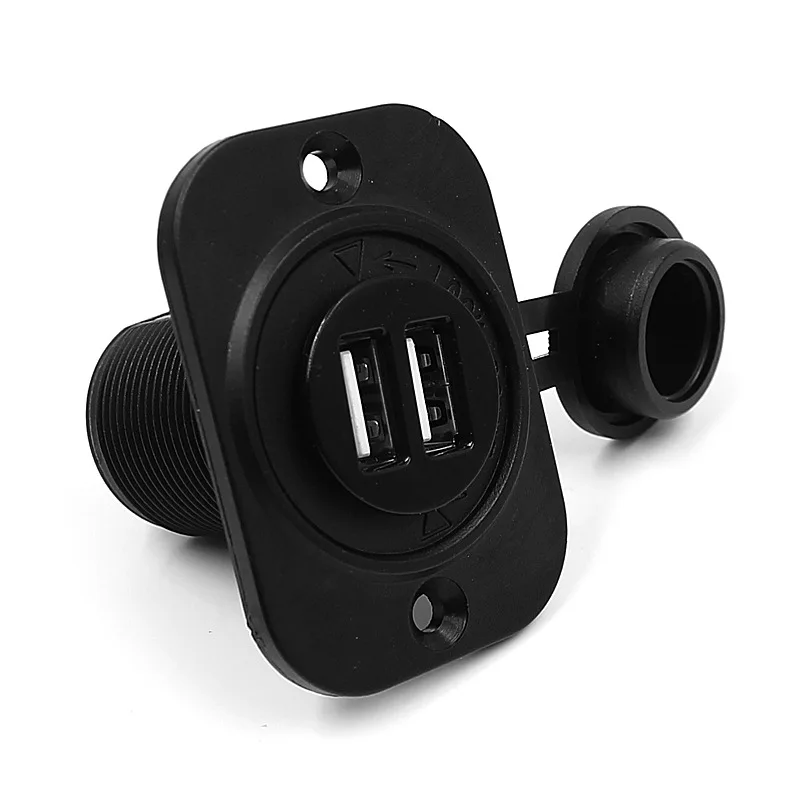 

12V Universally Dual USB Port Car Charger Cigarette Lighter Socket Dual-hole Waterproof Car Phone Charger Adapter in Car