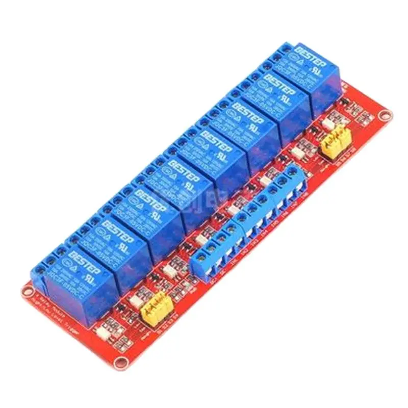 Módulo de relé de 8 canales, optoacoplador, aislamiento, disparador de nivel alto y bajo, módulo de controlador de placa de control PLC, 5V, 12V, 24V