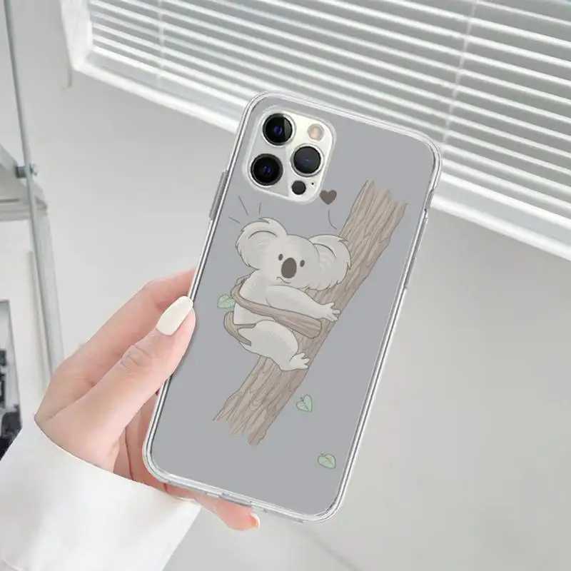 cartoon watercolor painting animal koala Phone Case for iPhone 13 12 mini 11 pro Xs max Xr X 8 7 6 6s Plus 5s cover