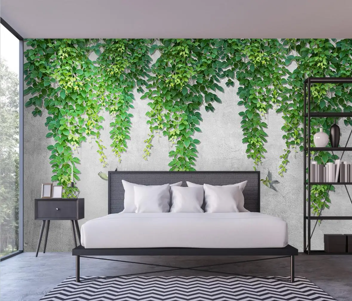 beibehang custom Nordic vine leaves bird bedroom wallpaper for living room decoration background house 3d wall paper home decor