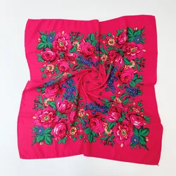 Bufanda nacional cuadrada para mujer, pañuelo para la cabeza con estampado Floral Retro ruso, Fular para mujer, pañuelo para la cabeza musulmán, pañuelo babushka, 70x70cm