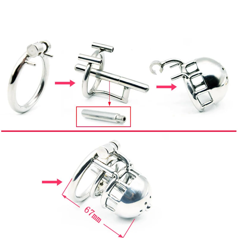 316 Stainless Steel Dual Purpose PA Male Chastity Device,Penis Rings,Cock Cage with Catheter,BDSM Metal Sex Toys For Men Gay