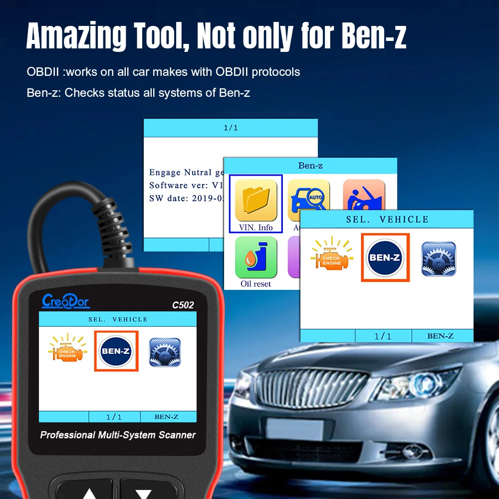 Creator C502 OBD 2 Diagnostic Tool Full Systems Auto Diagnostic Scanner Professional For Mercedes Benz W212 OBD2 Scanner