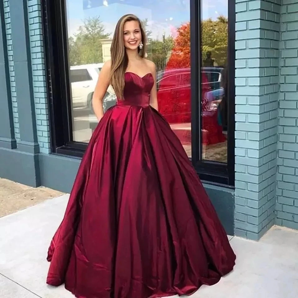 

Angelsbridep Sweetheart Ball Gown Quinceanera Dresses 15 Party Formal Satin Floor-Length Masquerade Birthday Gowns Plus Size