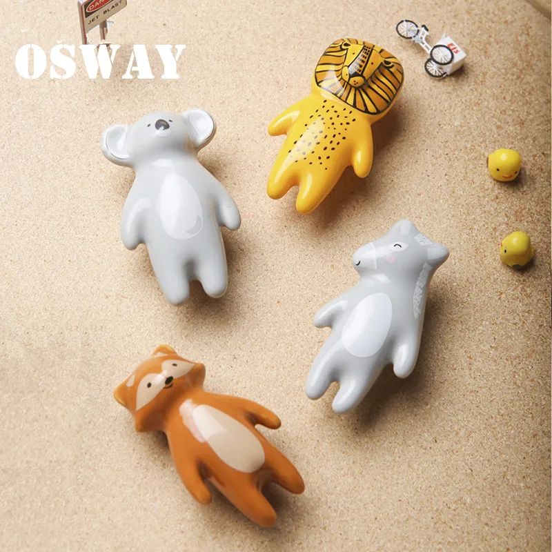 Animal shape /Cartoon Children Room Yellow  Ceramic Cabinet Knobs  Wardrobe Handle Door Handle Cabinet Handles for Kids
