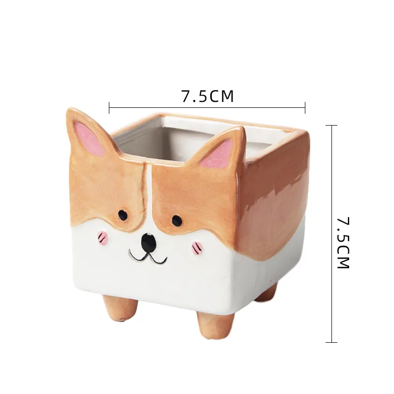 Creative Cartoon Dog Ceramic Flowerpot Plant Cactus Potted Flowerpot Abstract Animal Vase Crafts Desktop Living Room Decoration