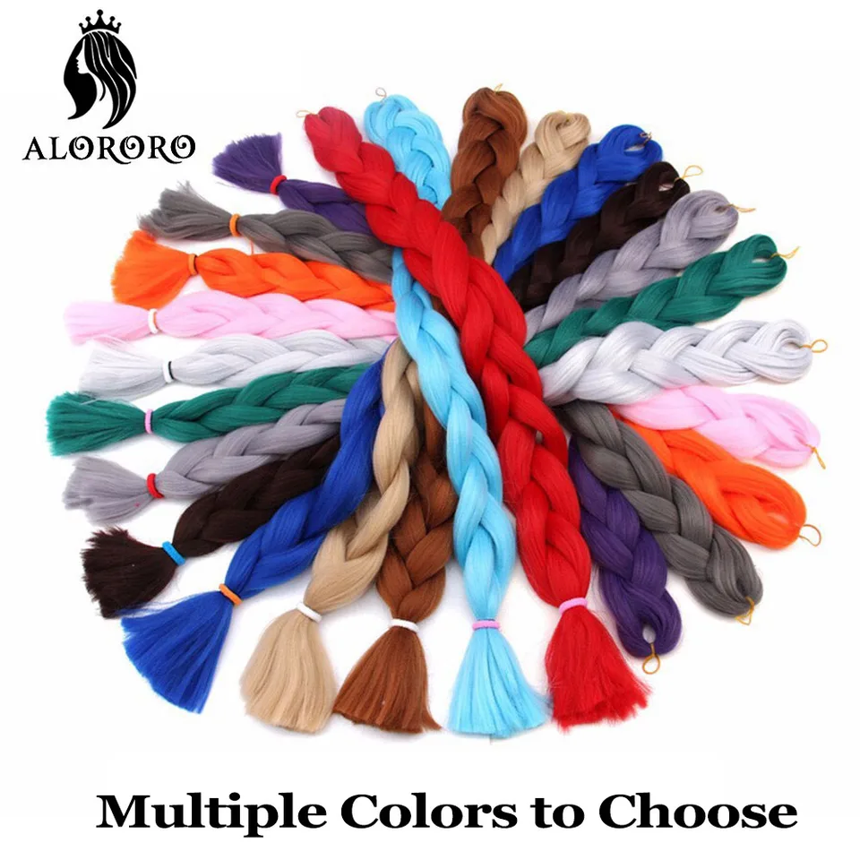 Trenzas sintéticas jumbo Alororo de 82 pulgadas, fibra de alta temperatura, púrpura/rojo, extensiones para mujer 4