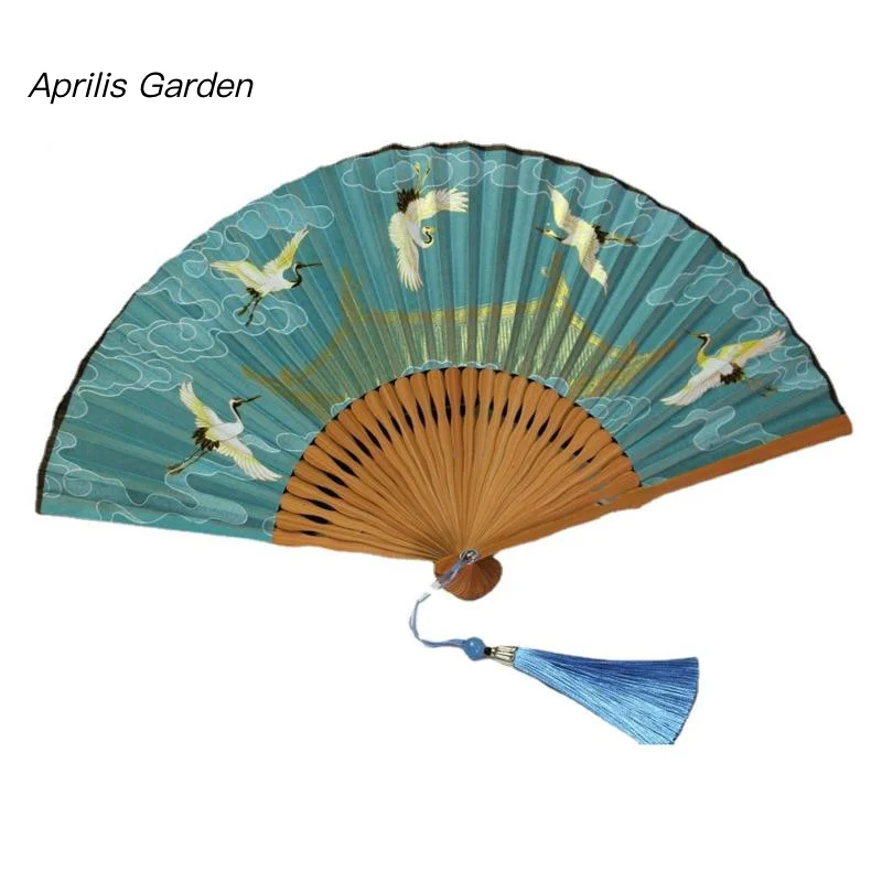 Canzone Huizong gru di buon auspicio Ruihe ventaglio pieghevole Hanfu cinese ventilatore portatile ventilatore pieghevole ventilatore fotografico