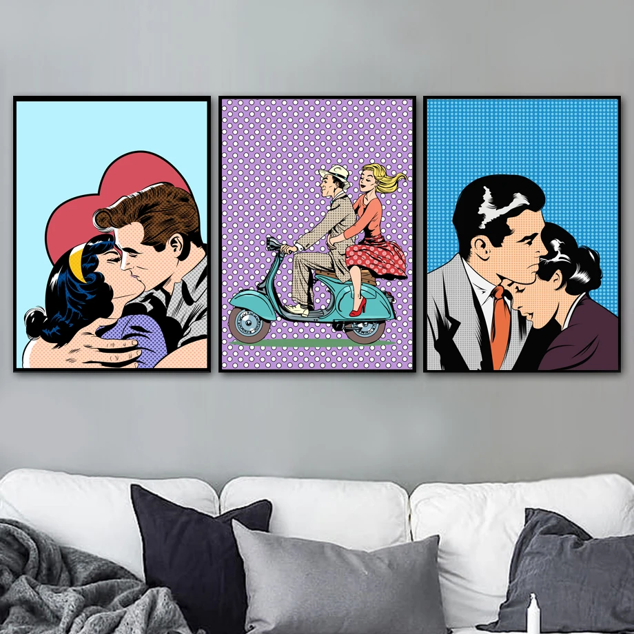 Man And Woman Kiss Love Story Art Nordic Poster And Prints Wall Art Canvas Painting Wall Pictures For Living Room Home Decor