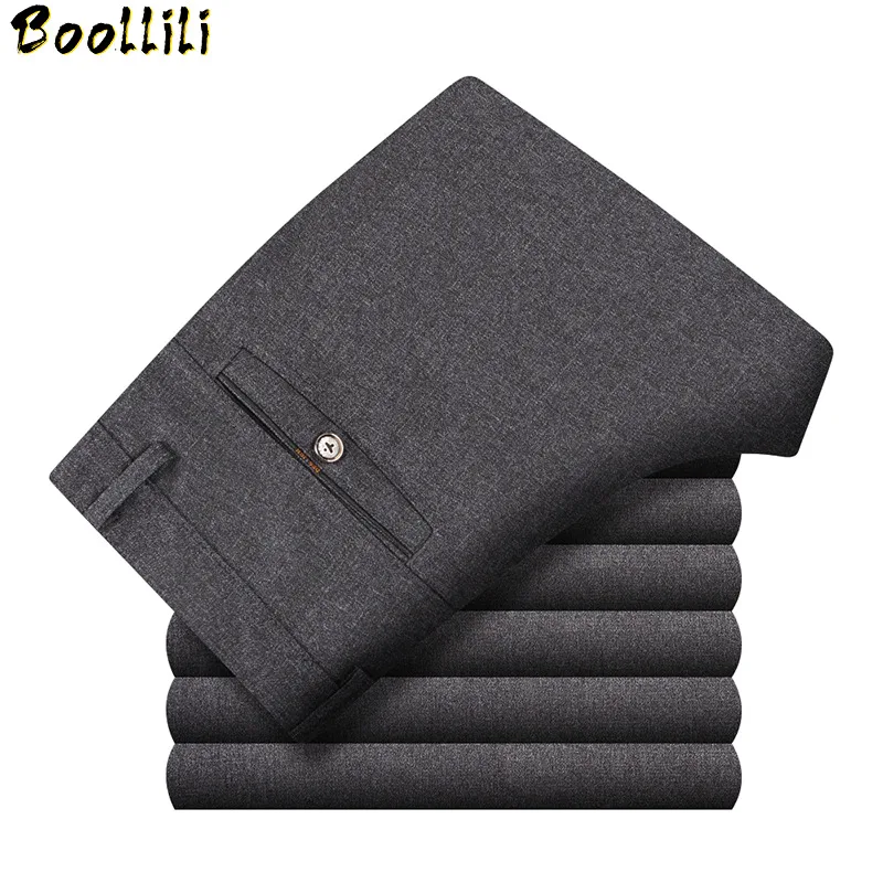 

Pants For Suit Men Thick Formal Business Male Baggy Pants Straight Streetwear Stretch Long Trousers Warm Casual Classic For Mens