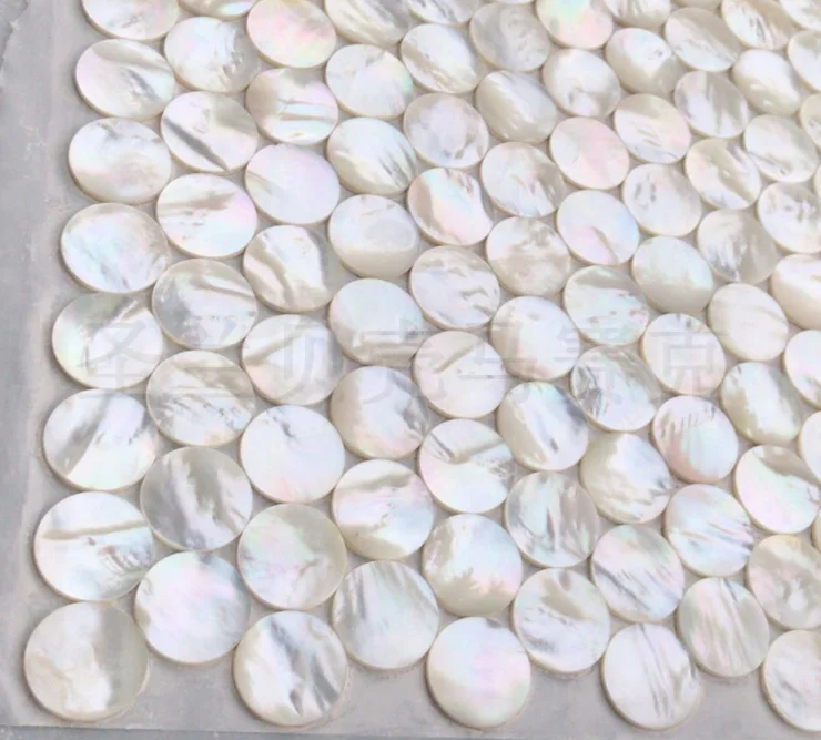 3D Penny Round Luxury White Mother of Pearl Kitchen Backsplash Shell Mosaic Tile MOPN029