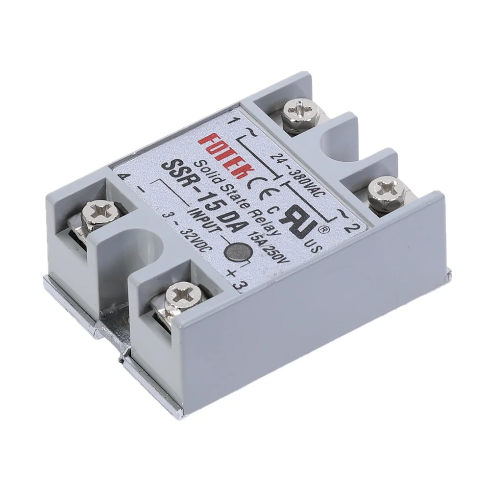 1pcs SSR-15DA 15A Solid State Relay Module 3-32V DC Input 24-380VAC