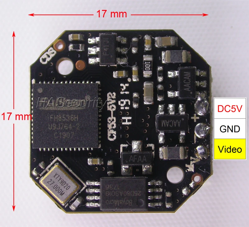 mini 17x17mm AHD-H (1080P) or CVBS (D1) 1/2.7