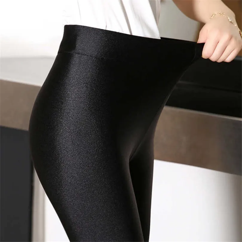 VIIANLES Workout Leggings Shiny Hosen Frauen Shiny Leggings Einfarbig Fitness Hohe Elastische Spandex Elastizität Push-Up Hosen