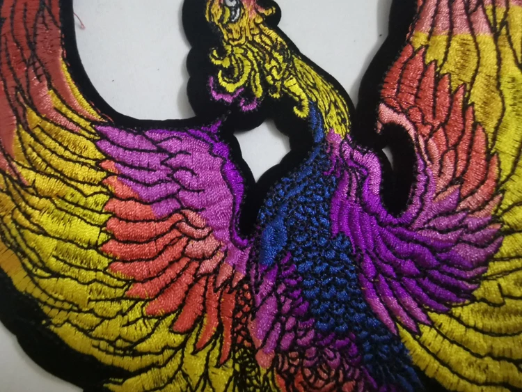 Large Phoenix Patches For Clothing Applique Sequin Embroidery Patch Decals Peacock Phoenix Clothing Accessories