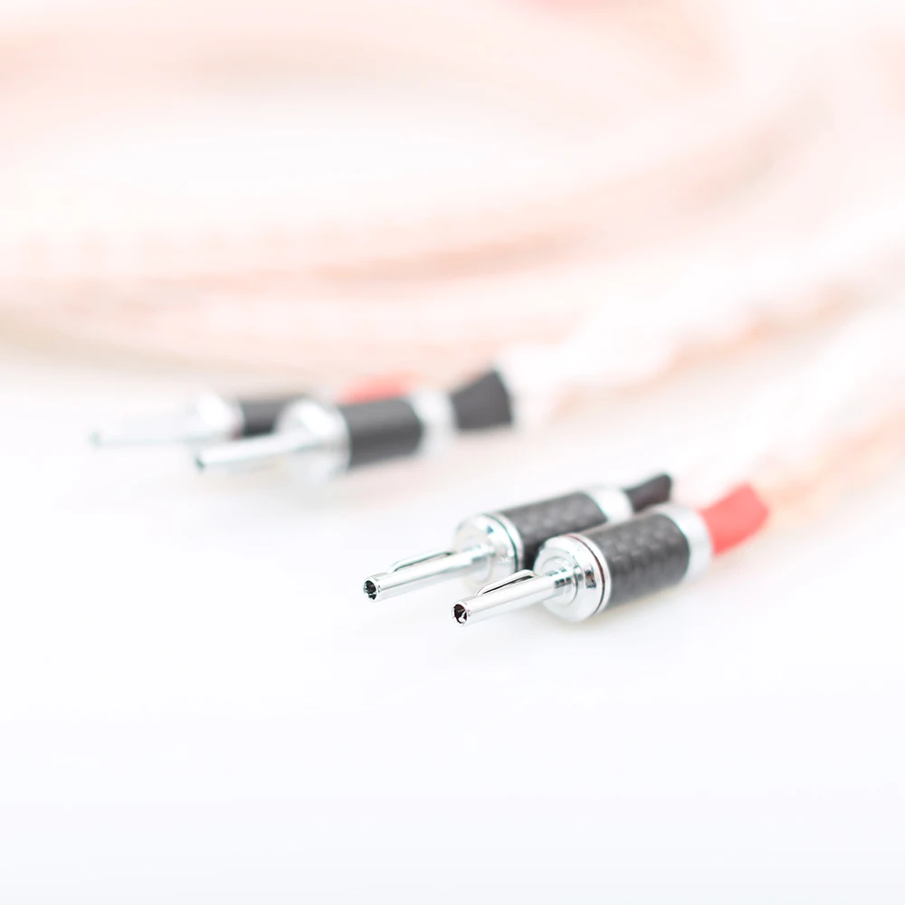 1pair HI-End 12TC Speaker Cable OCC Copper Audiophile speaker cable HIFI Banana to spade loudspeaker cable