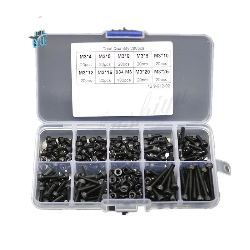 

280Pcs M3 Stainless Steel Hex Socket Cap Head Screw Bolts and Nuts Assortment