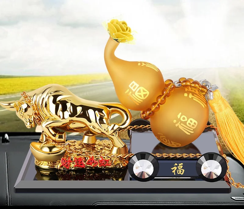 High quality Crystal gold cow Taurus gourd Perfume Seat Car interior decoration air freshener Mascot for the Year of the Ox