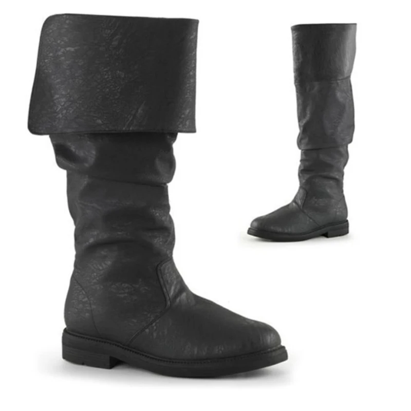 Medieval Pirate Men's Boots Viking Rapp Nordic Boots Renaissance Retro Steampunk Gothic Shoes Robin Clothing Leather Haddock