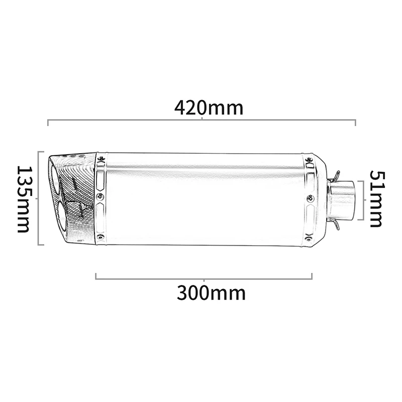 エキゾーストサイレンサー,51mm,DBキラー付き,MT07,mt09,r1,r6,s1000rr,c400