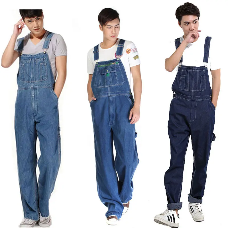 

Men's Denim Overalls Men's Overalls Jumpsuit Large size Strap Straight Blue Jeans More sizes 46 48 50