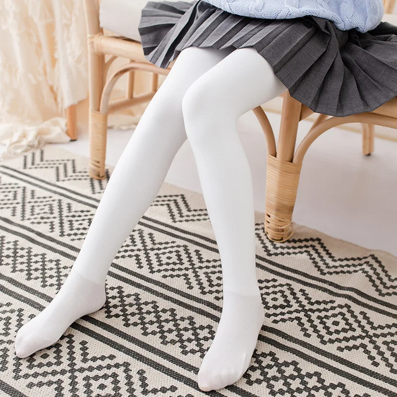 2021 Children Winter Velvet Pantyhose Leggings Medium Thick Plush Solid Color Dance Tights White Skin Flesh Comfortable Silk 80