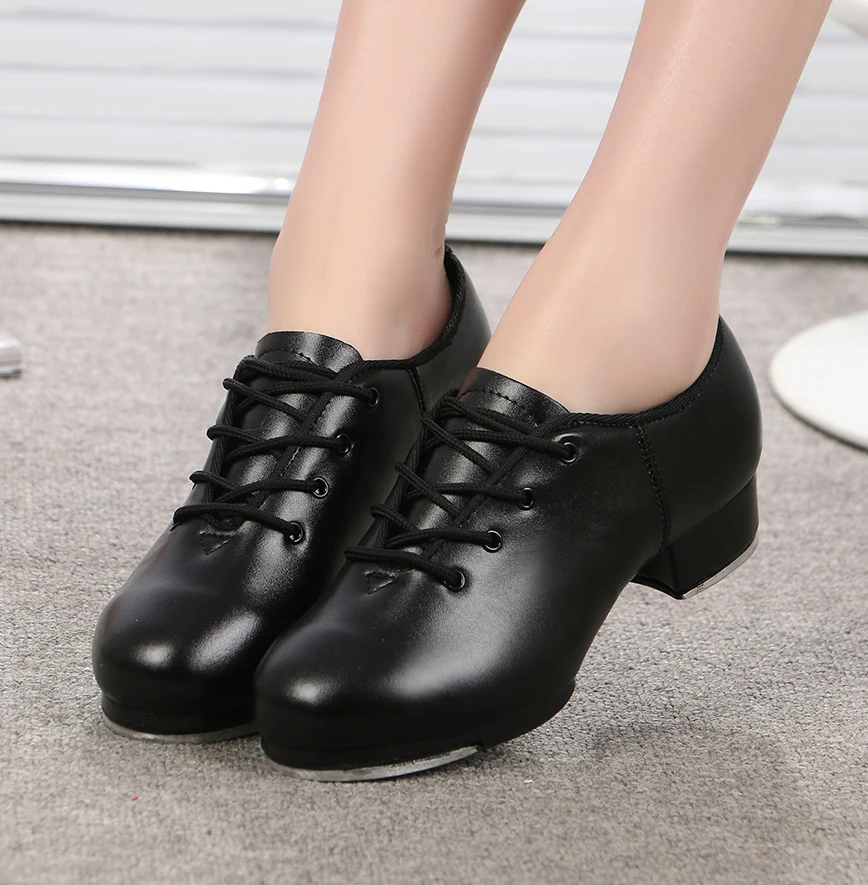 Sports Dance Shoes Adult Children Performance Tap Dance Shoes Soft Sole Natural Leather Shoes Step Sneakers Dance Shoes