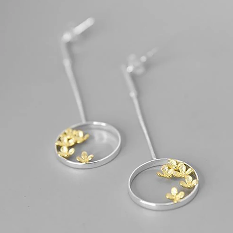 Designer original new round sweet-scented osmanthus falling earrings women's personality elegant silver jewelry