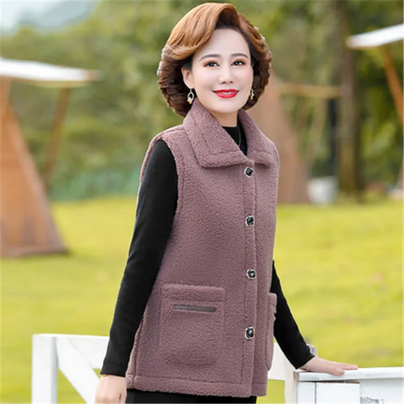 2021 Trung Niên Nữ Hột Trang Áo Giữ Ấm Mùa Đông 5XL Bộ Áo Dày Dặn Ấm Áo Gilet Femme A658