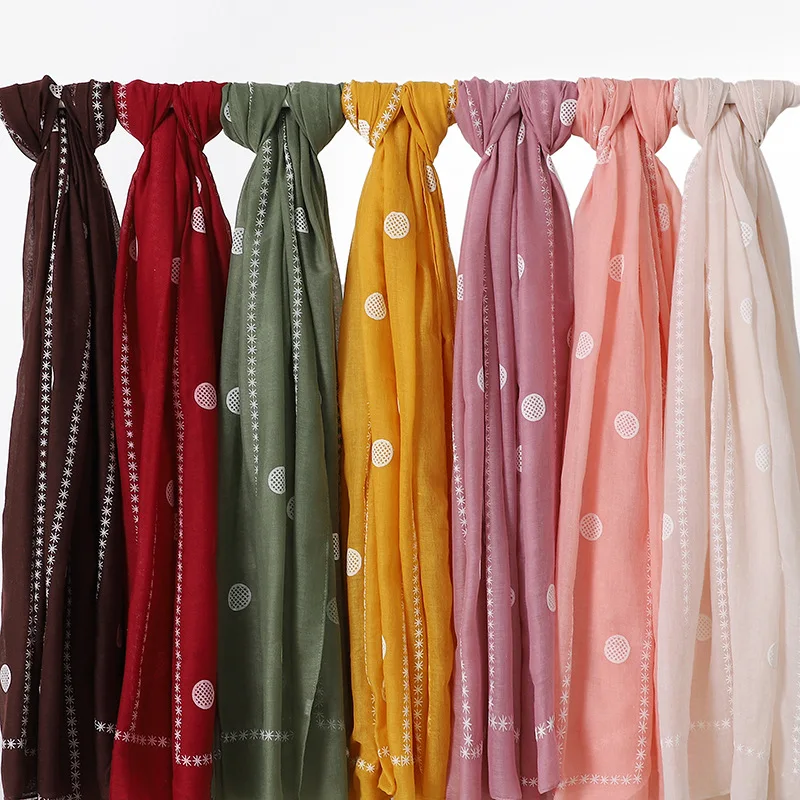 2022 Spring Circle Print Foam Scarf Shawls Long Soft Dot Wrap Hijab Scarves 14 Color Free Shipping