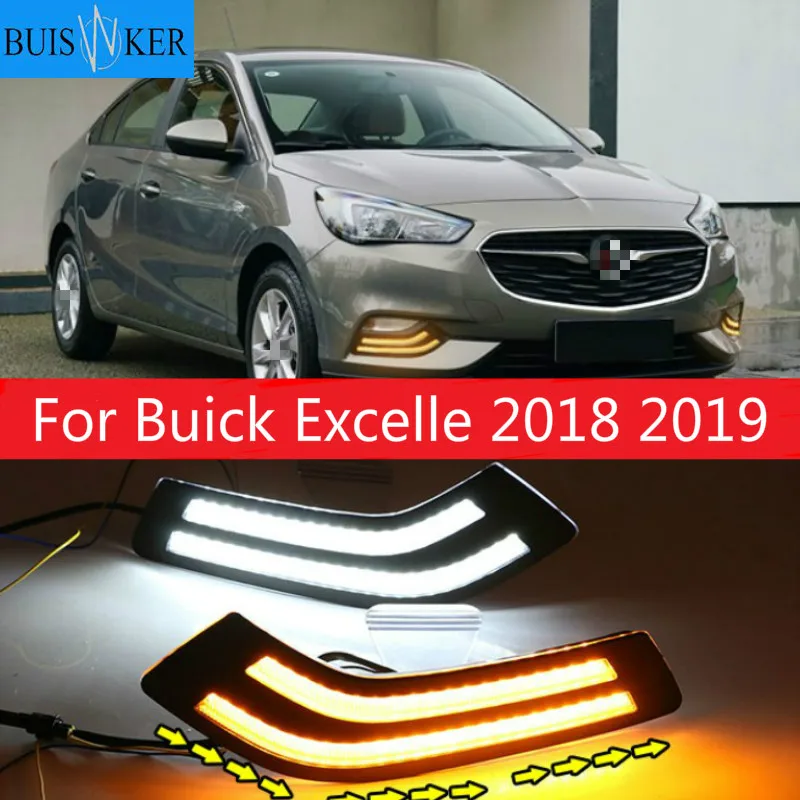 2pcs LED DRL daytime running light For Buick Excelle 2018 2019 White yellow blue Front Fog Lamp Day Light