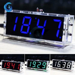 Kit de reloj electrónico DIY, microcontrolador LED, reloj Digital, luz de tiempo/Control de voz, termómetro de temperatura, rojo/azul/Gr/Whi