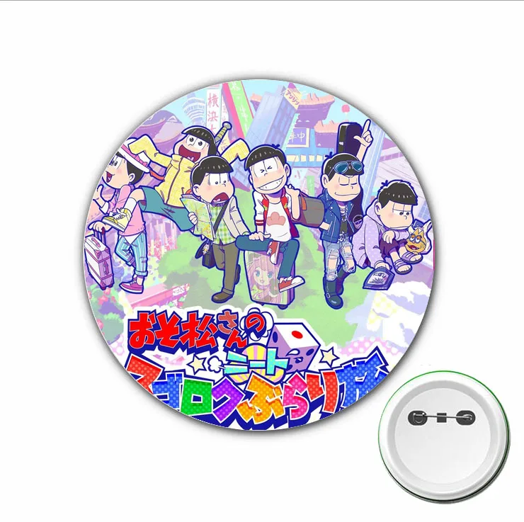 3pcs Japão anime Cosplay Matsuno Osomatsu Emblema dos desenhos animados Pinos Broche para Mochilas sacos Emblemas Botão Roupas Acessórios