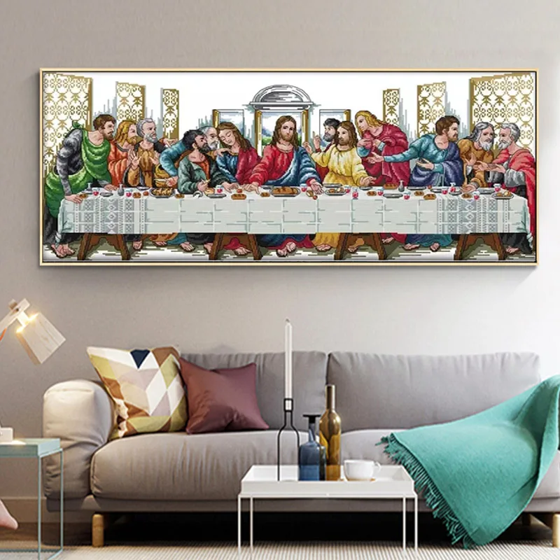 The Last Supper 3 Patterns Cross Stitch Kits Fabric Embroidery Set 11CT 14CT DIY Handmade Christmas Decorations For Home