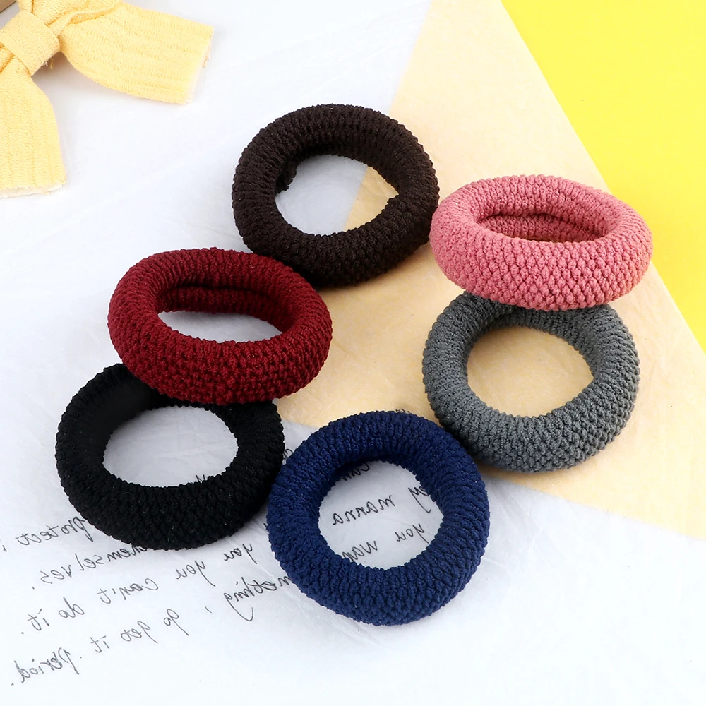 Solid Color Basic Thick Elastic Hair Bands Hair Scrunchies For Women Rubber Bands Thickened Headdress Children Hair Accessories