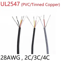 Cabo blindado de sinal ul2547, 28awg, pvc isolado, 2 3 4 5 núcleos, canal amplificador de áudio, fio de cobre, fone de ouvido, linha de controle diy