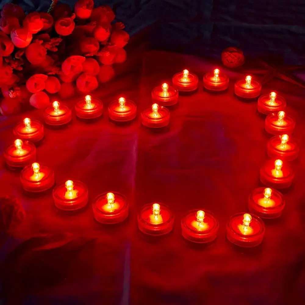 12Pcs/Set Waterproof LED Tea Light Battery Operated Submersible LED Underwater Candle Tealight for Wedding Vases Fish Tank Decor