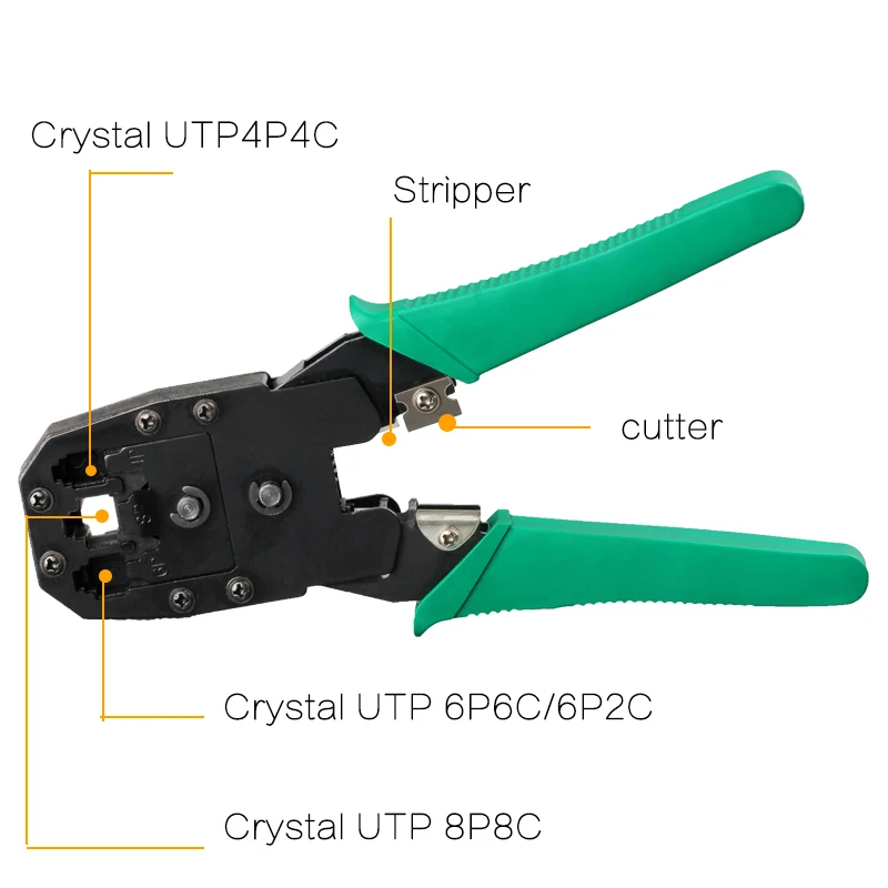 Network LAN Cable Crimping Plier RJ10 RJ11 RJ12 RJ45 Crimper Tool For 4P6P8P UTP/STP Cable Cutter And Stripper