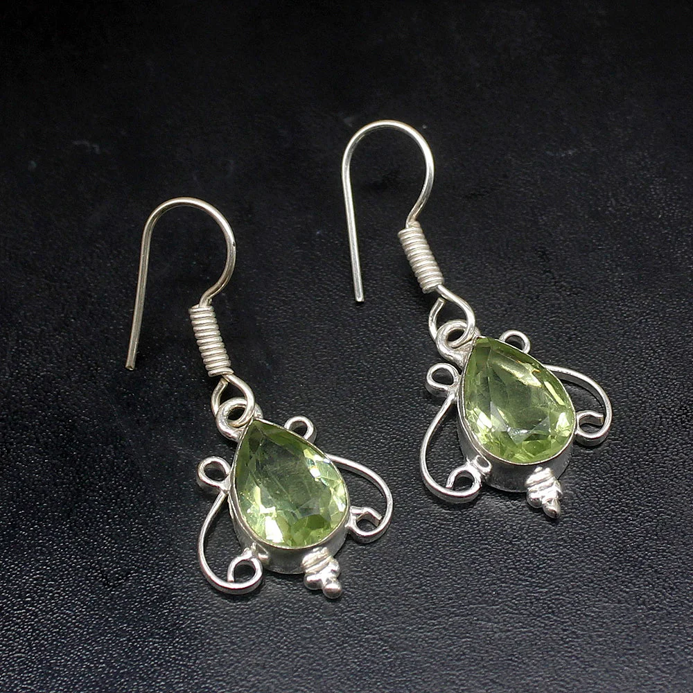 Gemstonefactory Big Promotion Unique 925 Silver Lovely Green Topaz Sunny Women Ladies Gifts Dangle Drop Earrings 20211945