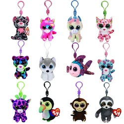 Ty Beanie Boos Keychain Pendant Unicorn Leopard Crow Monkey SlothBig Eyes Soft Plush Backpack Decor Doll Child Birthday Gift