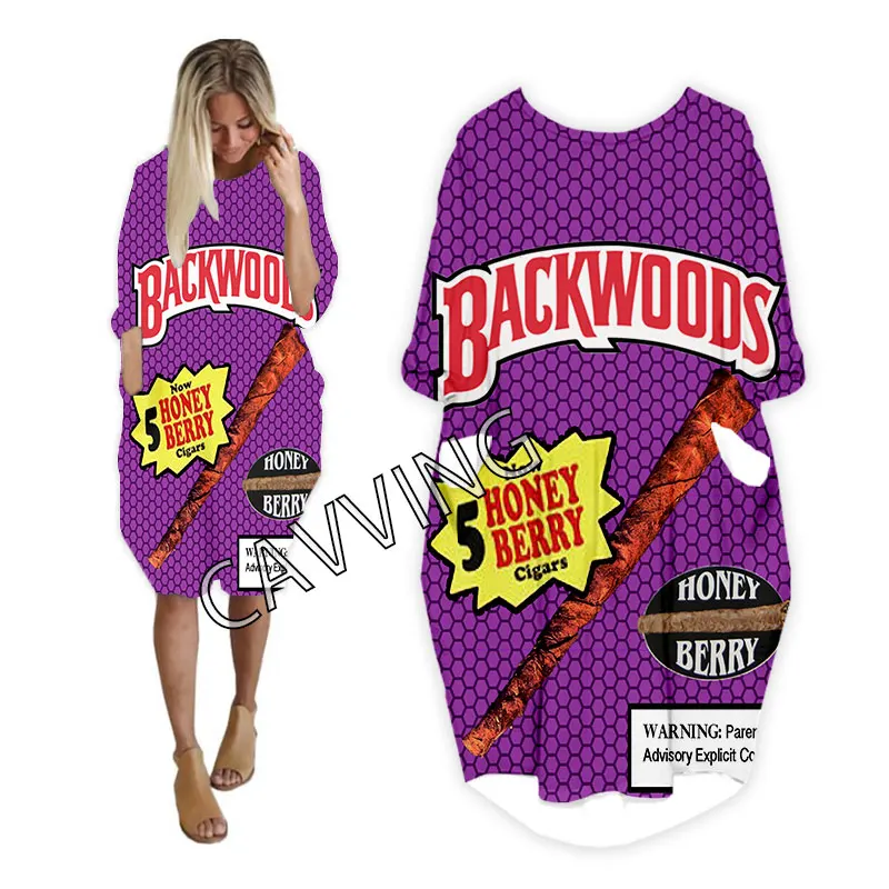 

CAVVING 3D Print BACKWOODS Fashion Midi Funny Shirt Suit Harajuku Top Women Anime Gown Logo Women's Skirt Long-sleeved Dress