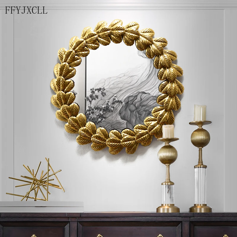 European-Style Living Room Decoration Mirror Porch Wall Decoration Bedroom Wall Hanging Home Decoration Iron Ornaments Mirror