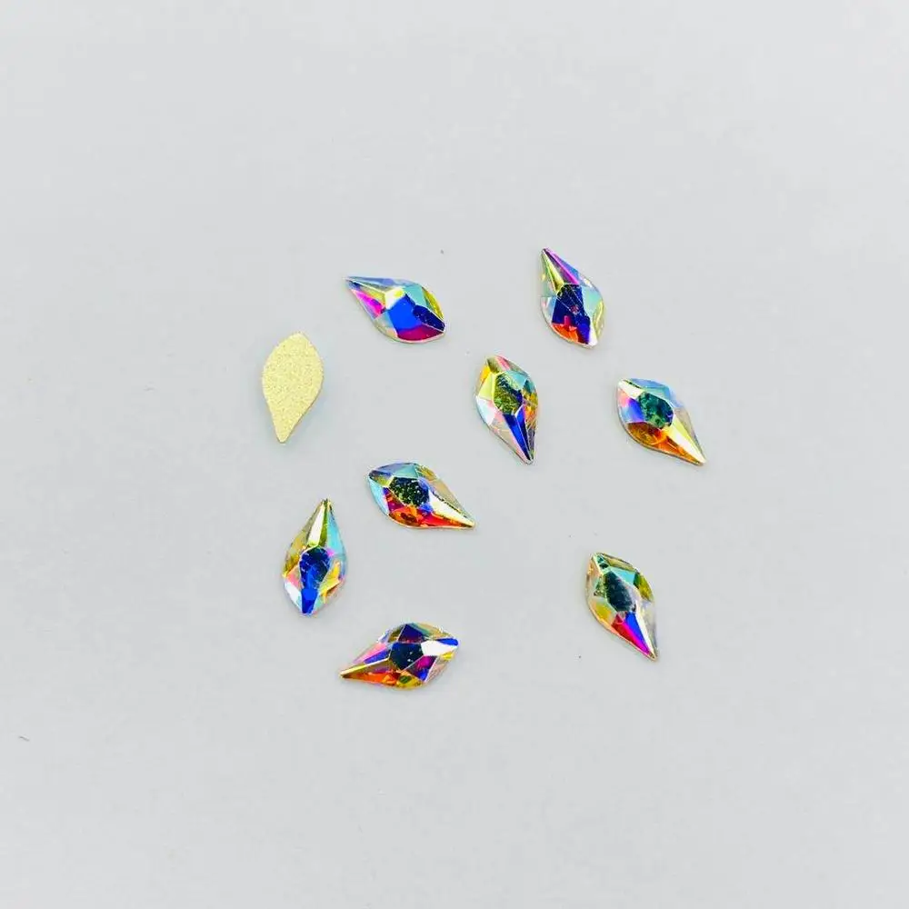 Free Shipping 4x7.5mm Flame Shape Nail Decoration Art Rhinestone Flat Back Non Hot Fix Glue On Stones