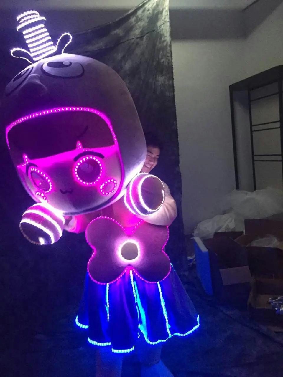 Lumious doll cool lovely LED light up shining little girl Mascot costume Halloween cosplay party activity christmas adult size