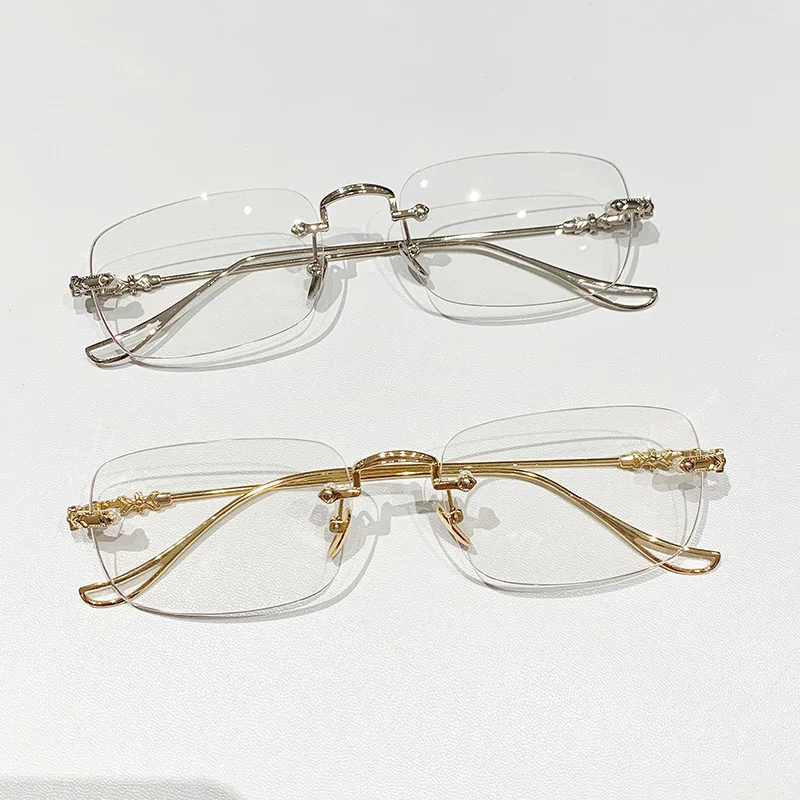 Ahora Rimless Anti Blue Light Blocking Reading Presbyopia Eyeglasses Women Men Busines Computer Eyewear Frame 0 +1.0+1.5+2.0+2.5