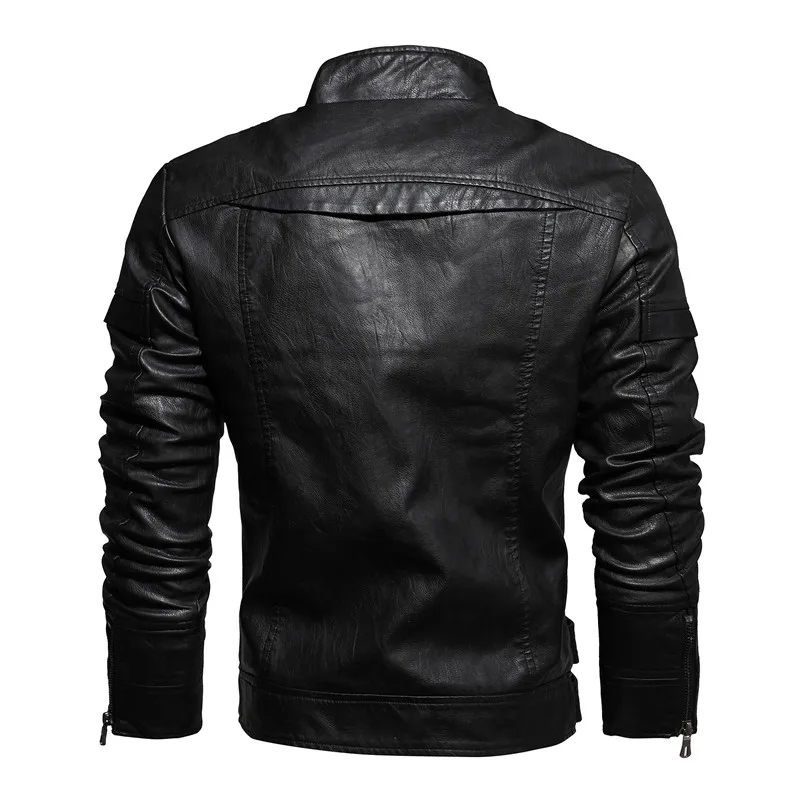 Chaqueta de motocicleta para hombre, abrigo de lana con cremallera, bordada, informal, de piel sintética, novedad, otoño e invierno, 2021