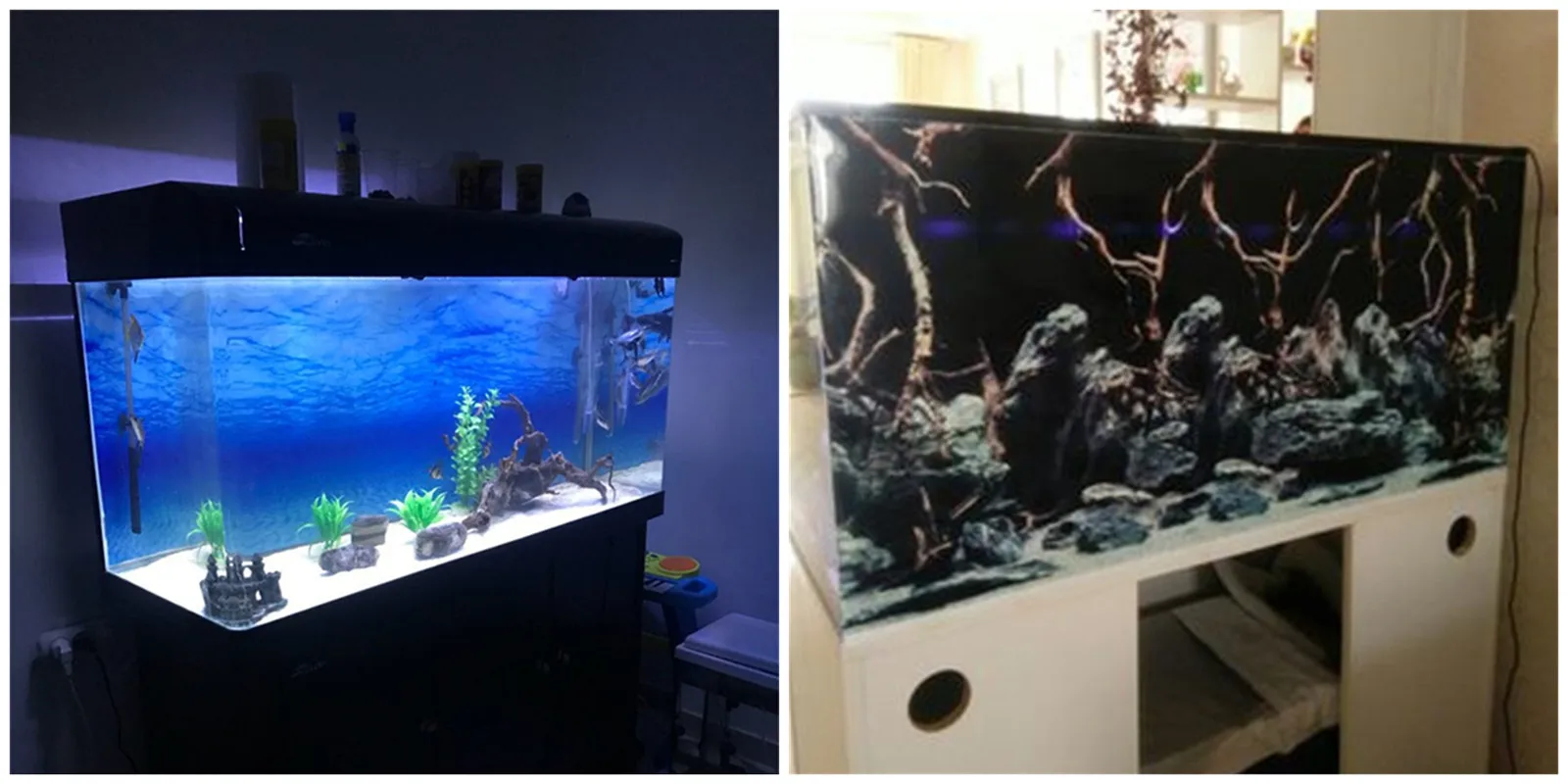 30CM 40CM 50CM Aquarium Background Poster Wood Double Sided Fish Tank Decorative Ocean Landscape Picture Wall Decor Glossy