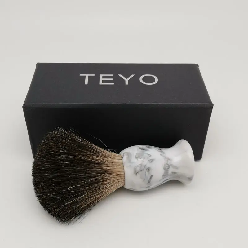 TEYO Landscape Pattern Resin Handle Black Badger Shaving Brush  Perfect For Shave Cream Tools