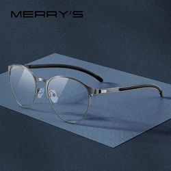 MERRYS DESIGN Men Titanium Alloy Optical Glasses Frame Women Retro Round Prescription Eyeglasses Antiskid Silicone S2266